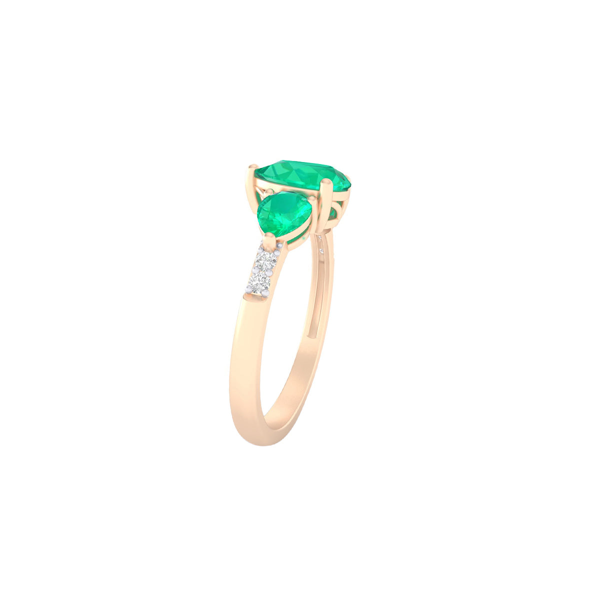 Zambian Emerald Ring with White Diamond in 18Kt Gold 2.59cts