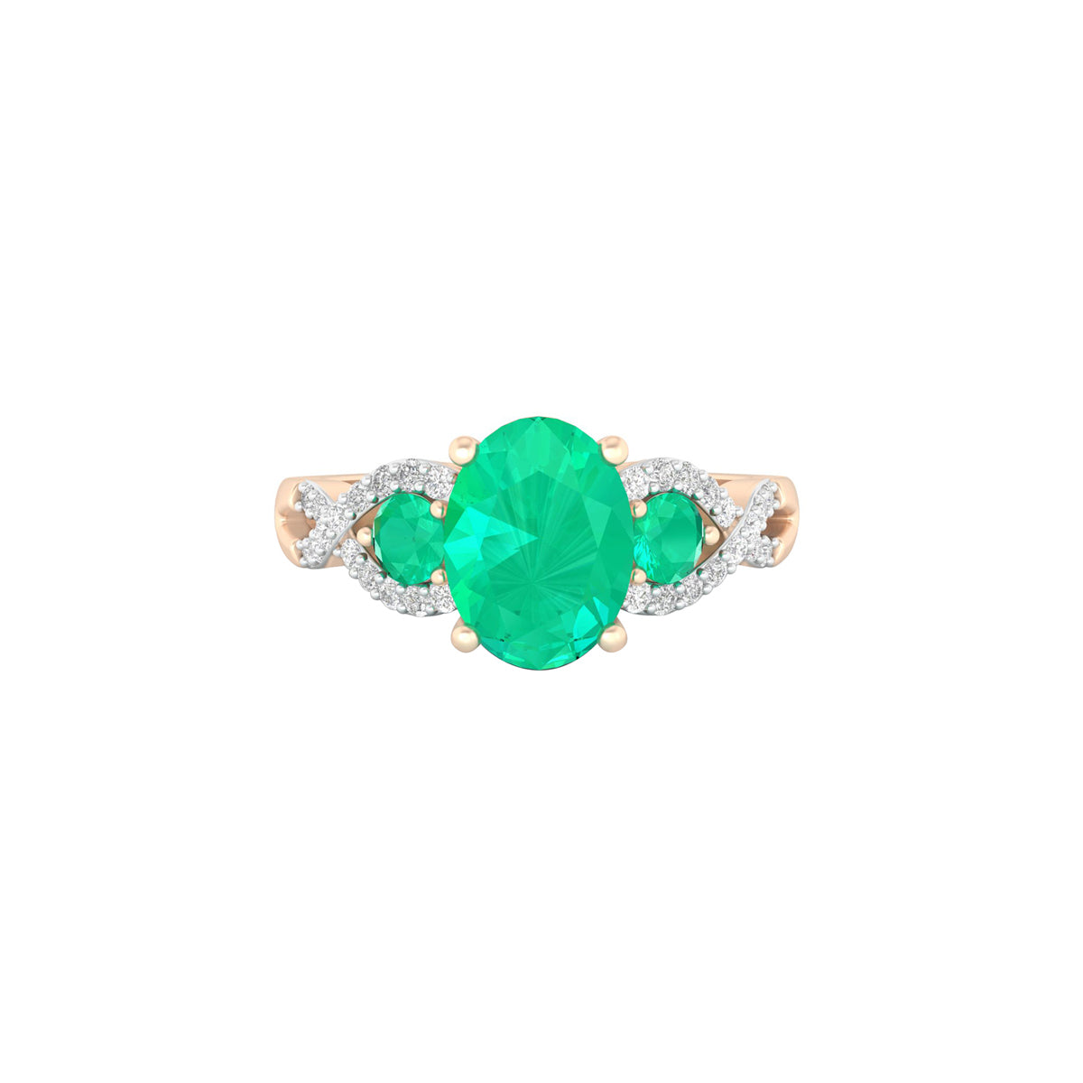 Zambian Emerald Ring with White Diamond in 18Kt Gold 1.66cts