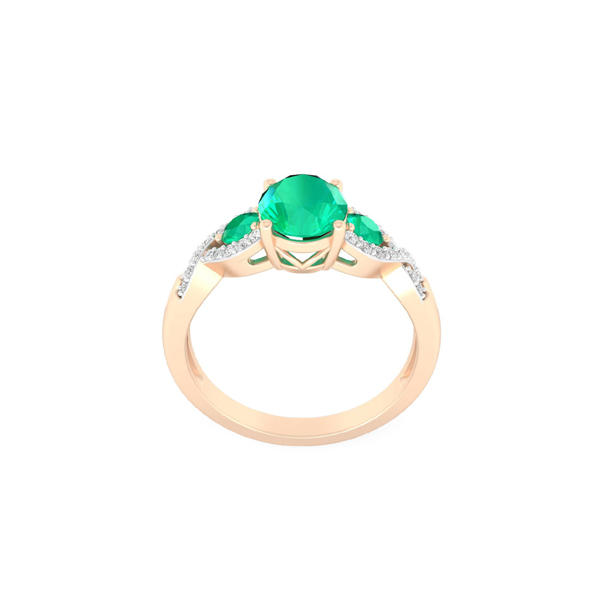 Zambian Emerald Ring with White Diamond in 18Kt Gold 1.66cts