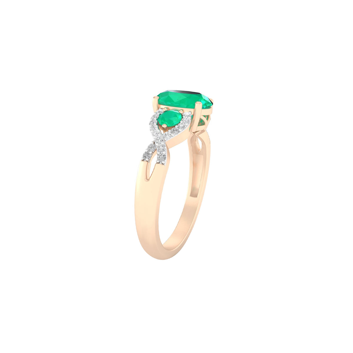 Zambian Emerald Ring with White Diamond in 18Kt Gold 1.66cts