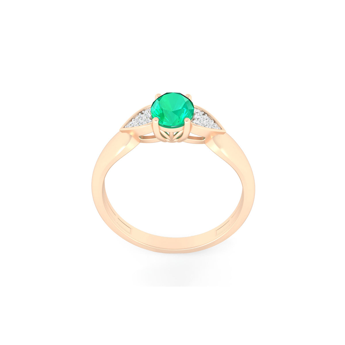 Zambian Emerald Ring with White Diamond in 18Kt Gold 0.85cts