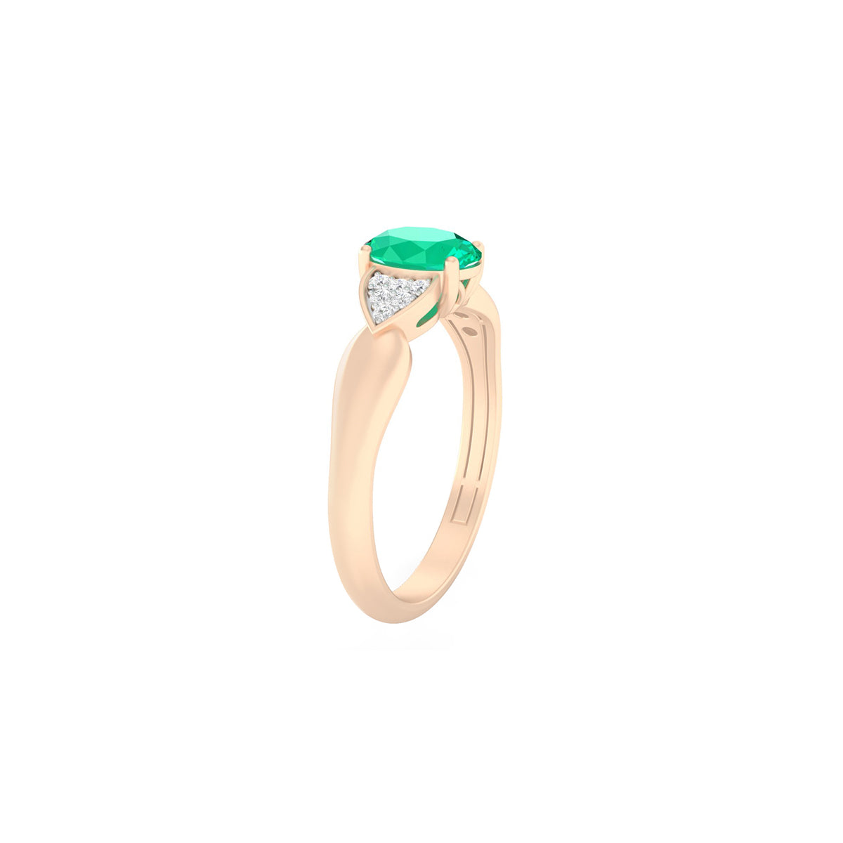 Zambian Emerald Ring with White Diamond in 18Kt Gold 0.85cts