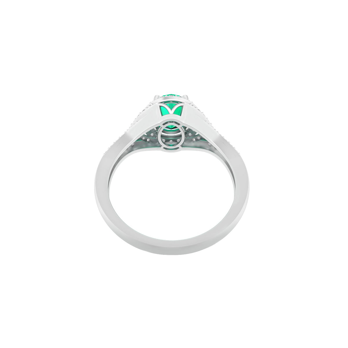 Zambian Emerald Ring with White Diamond in 18Kt White Gold 1.57cts