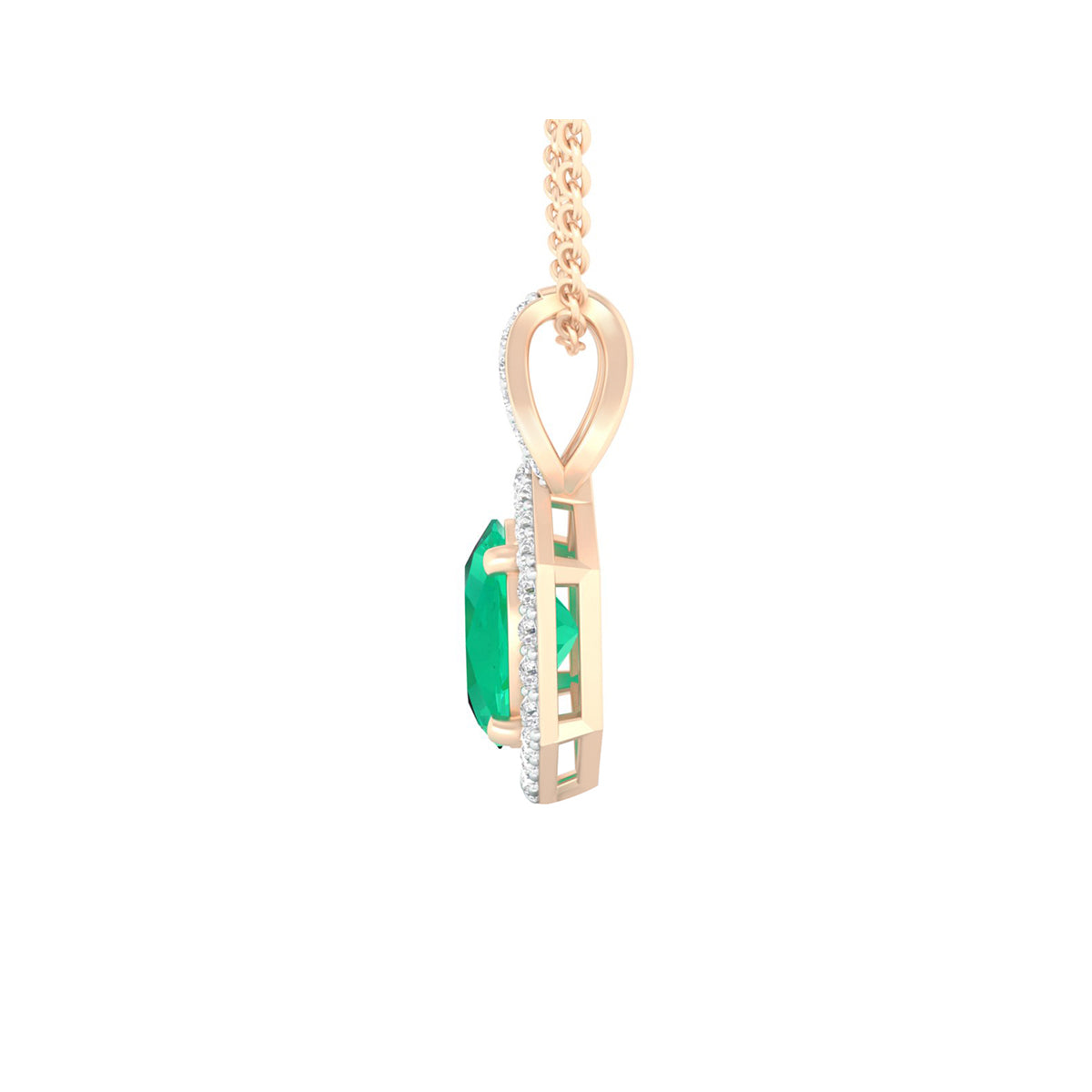 Zambian Emerald Pendant with White Diamond in 18Kt Gold 1.46cts