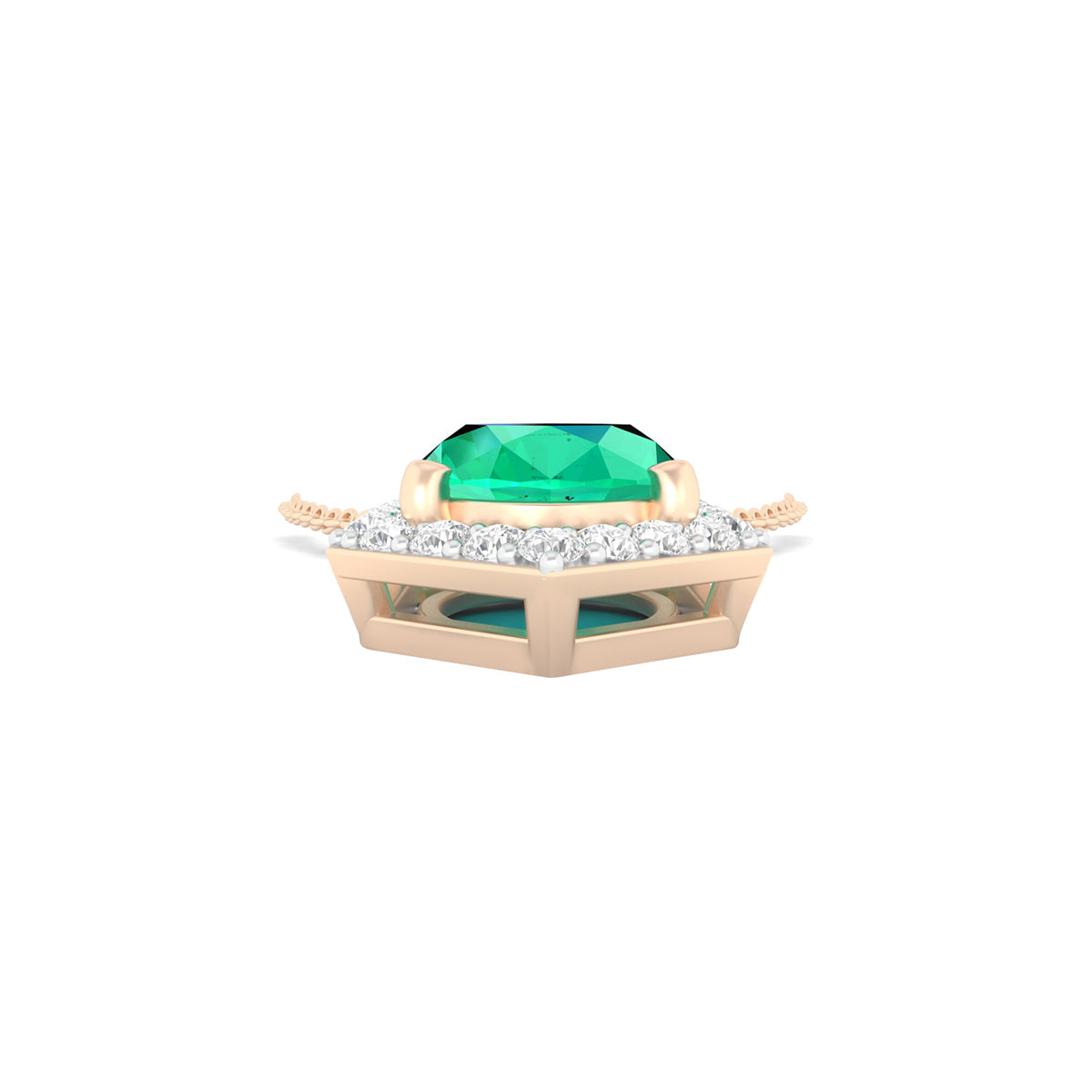 Zambian Emerald Pendant with White Diamond in 18Kt Gold 1.46cts