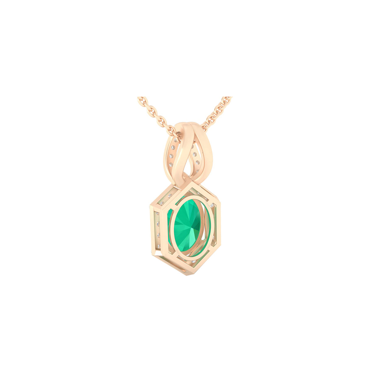 Zambian Emerald Pendant with White Diamond in 18Kt Gold 1.46cts