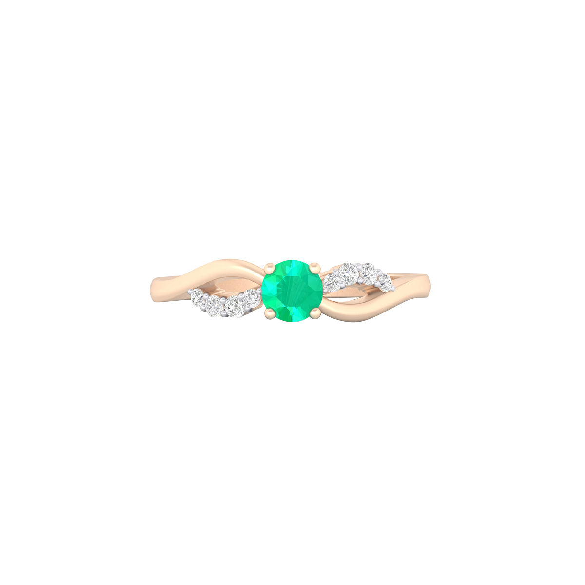 Zambian Emerald Ring with White Diamond in 18Kt Gold 0.33cts