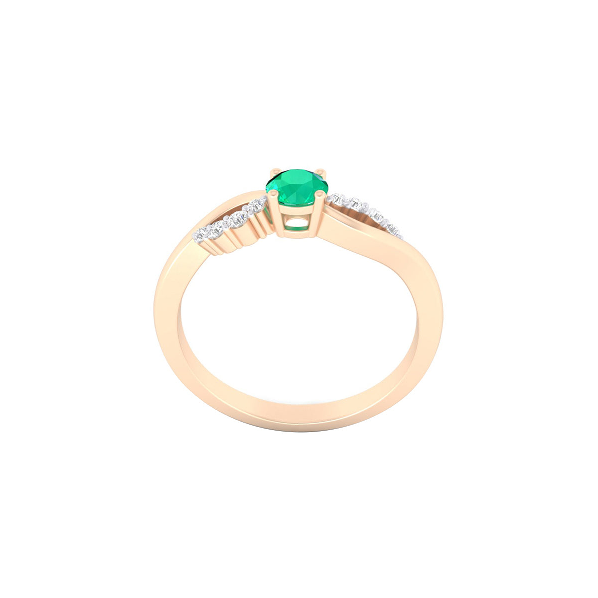 Zambian Emerald Ring with White Diamond in 18Kt Gold 0.33cts