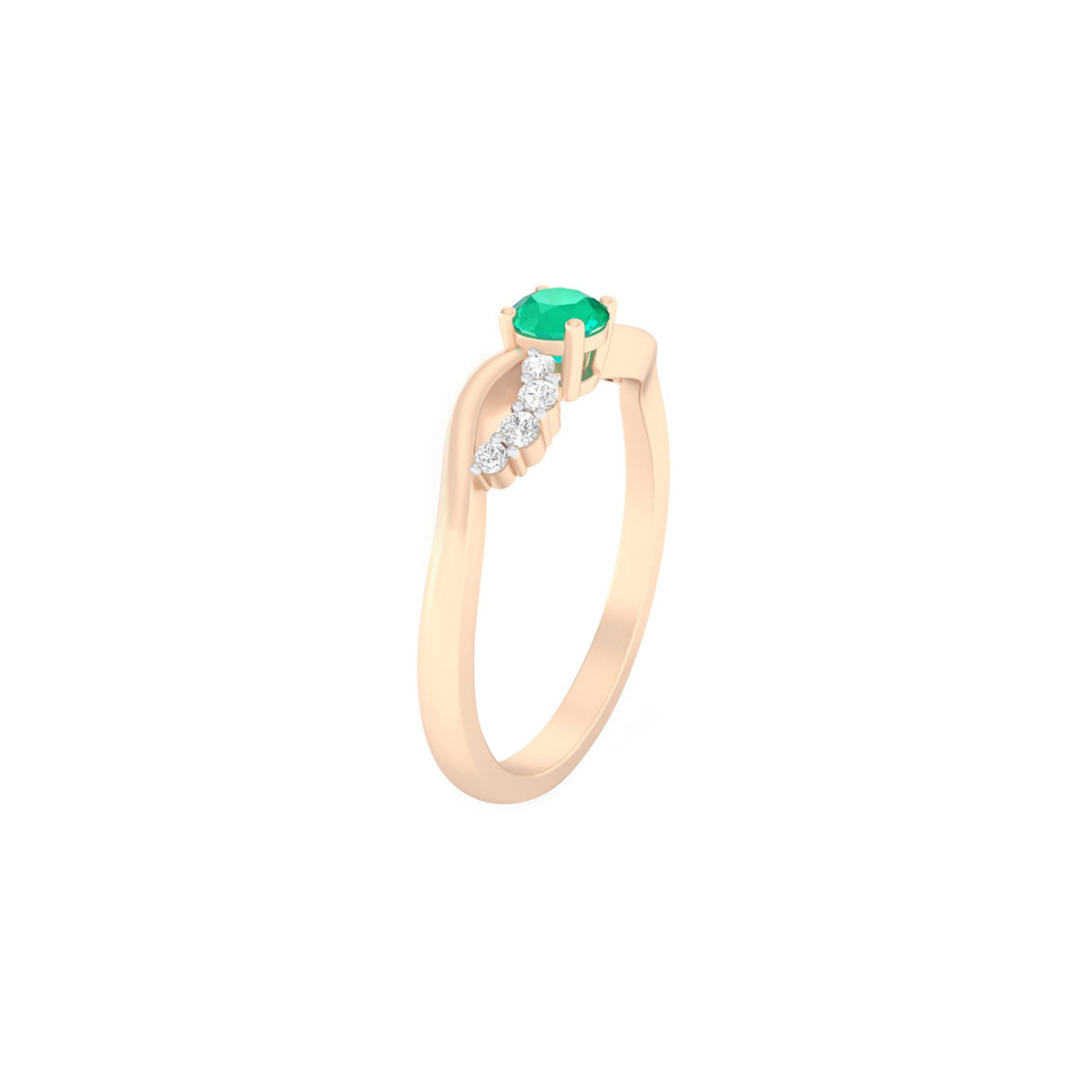 Zambian Emerald Ring with White Diamond in 18Kt Gold 0.33cts