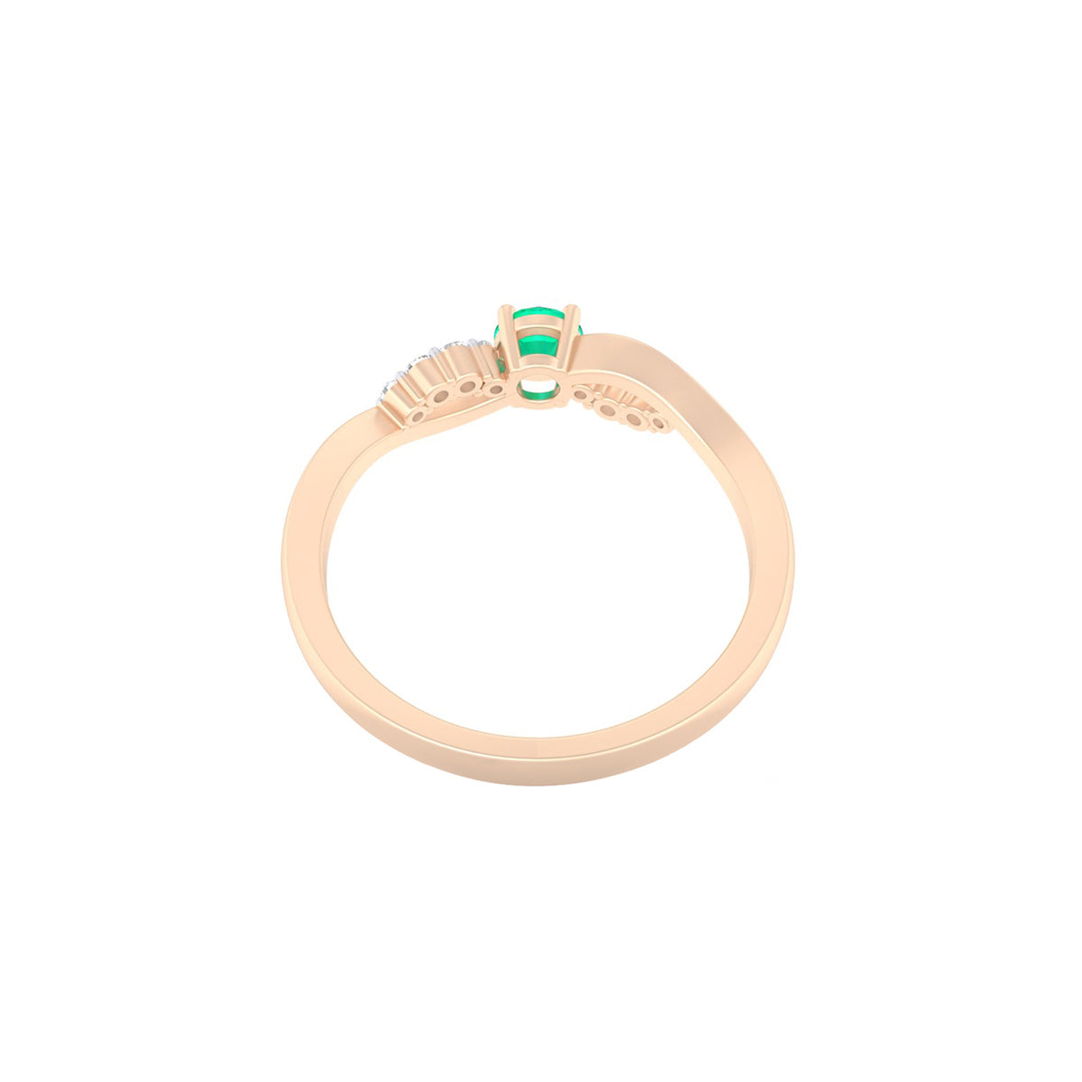 Zambian Emerald Ring with White Diamond in 18Kt Gold 0.33cts