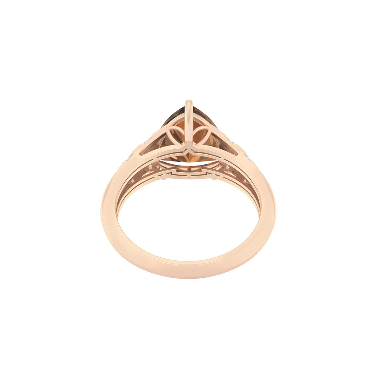 Smokey Quartz Ring with White Diamond in 18Kt Gold 3.03cts