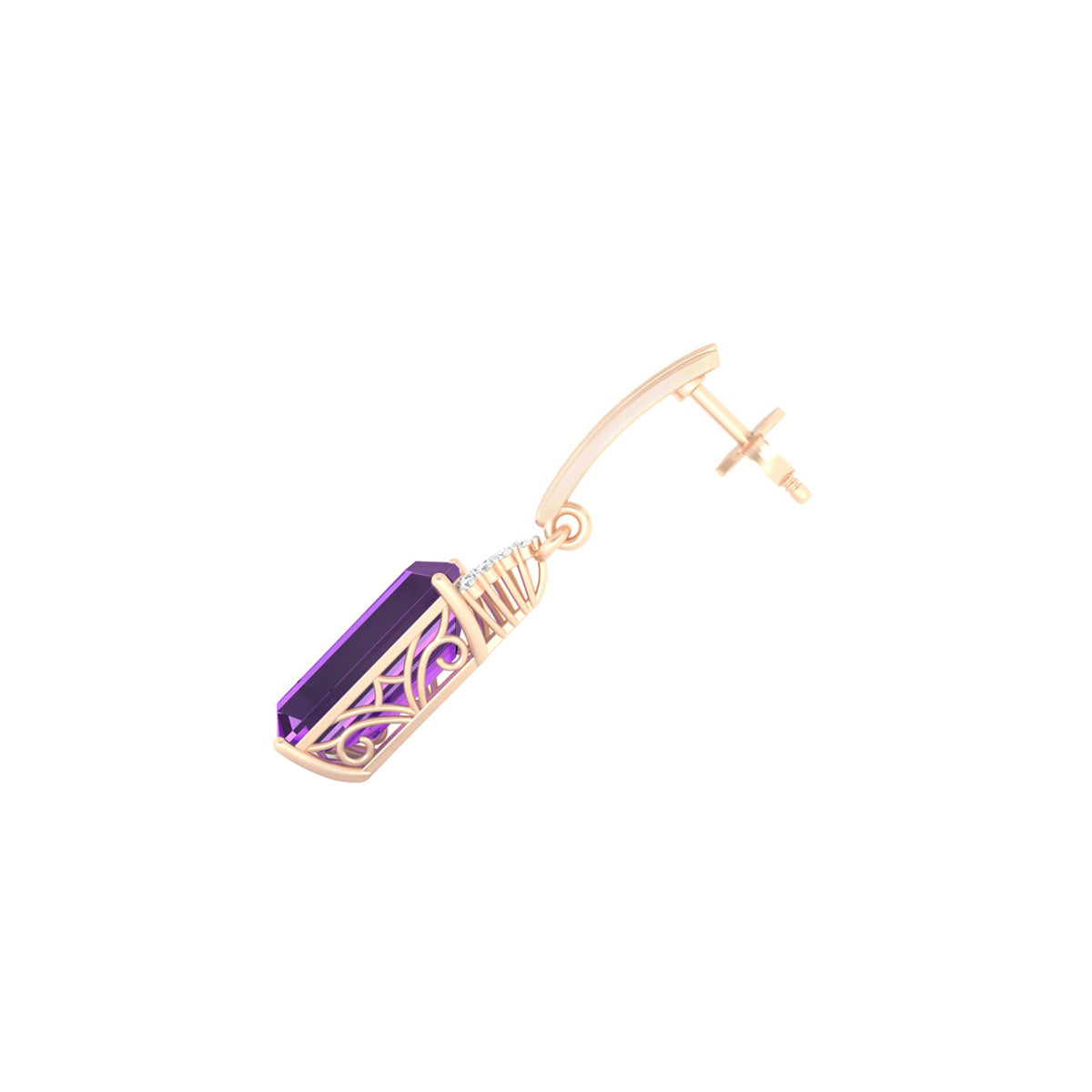 Amethyst Earrings with White Diamond in 18Kt White Gold 8.14cts