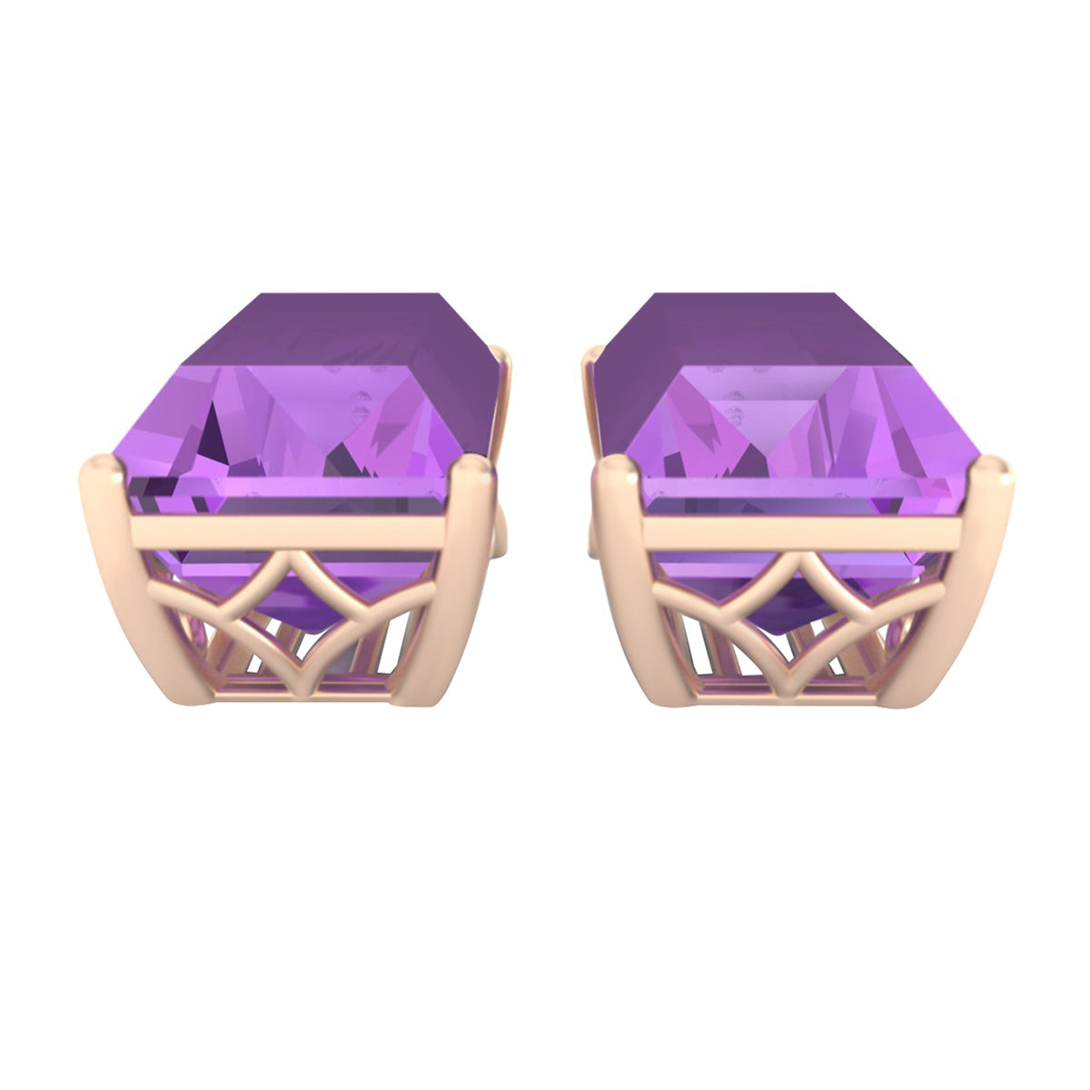 Amethyst Earrings with White Diamond in 18Kt White Gold 8.14cts