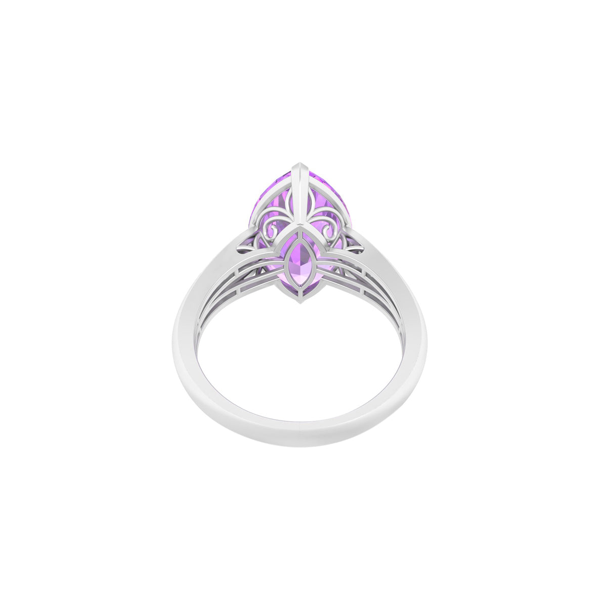 Amethyst Rings with White Diamond in 18Kt White Gold 4.86cts