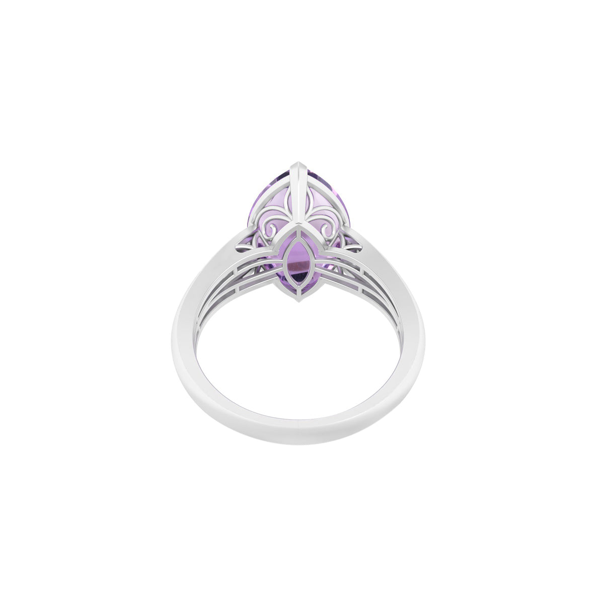 Amethyst Rings with White Diamond in 18Kt White Gold 4.86cts
