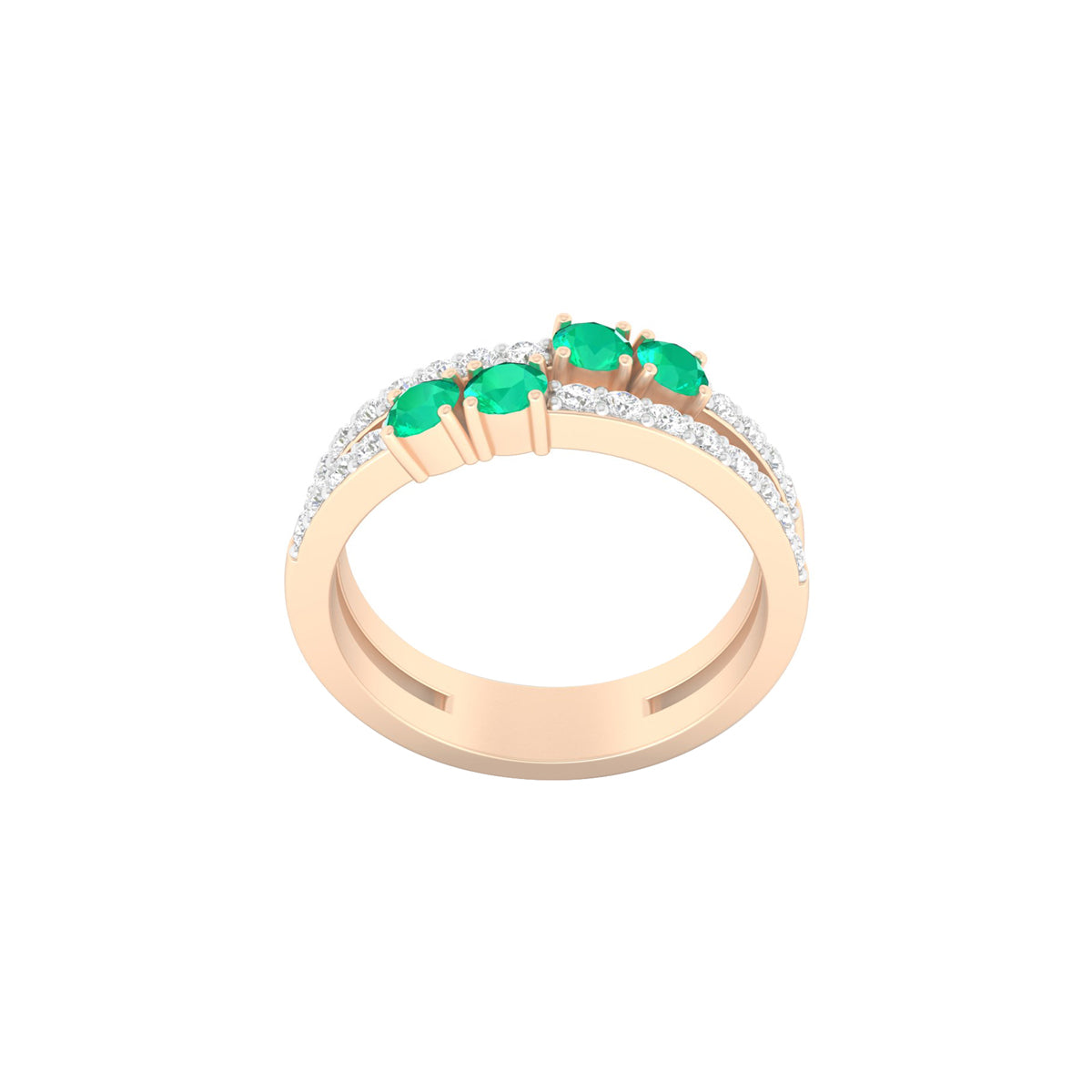 Zambian Emerald Ring with White Diamond in 18Kt Gold 0.86cts