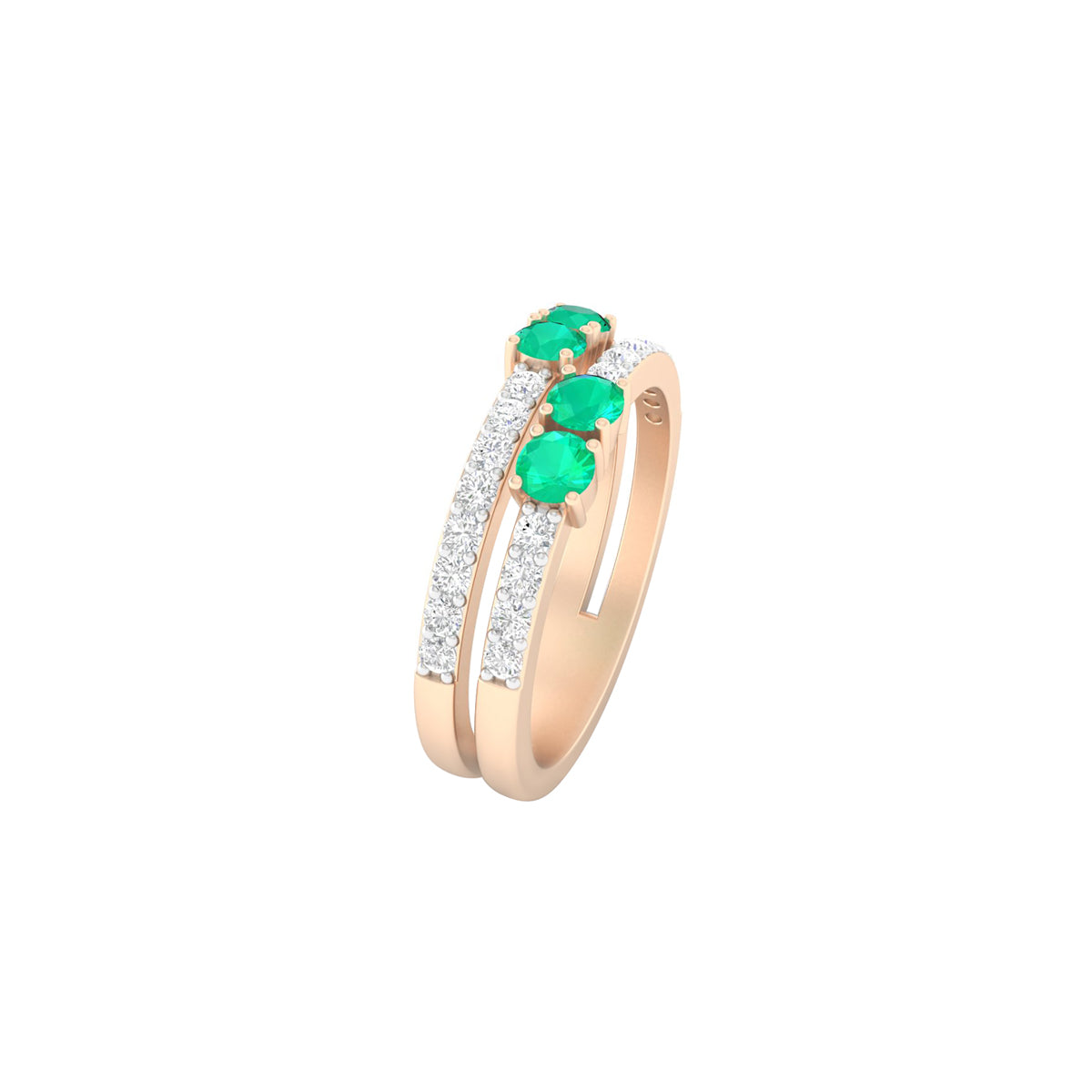 Zambian Emerald Ring with White Diamond in 18Kt Gold 0.86cts