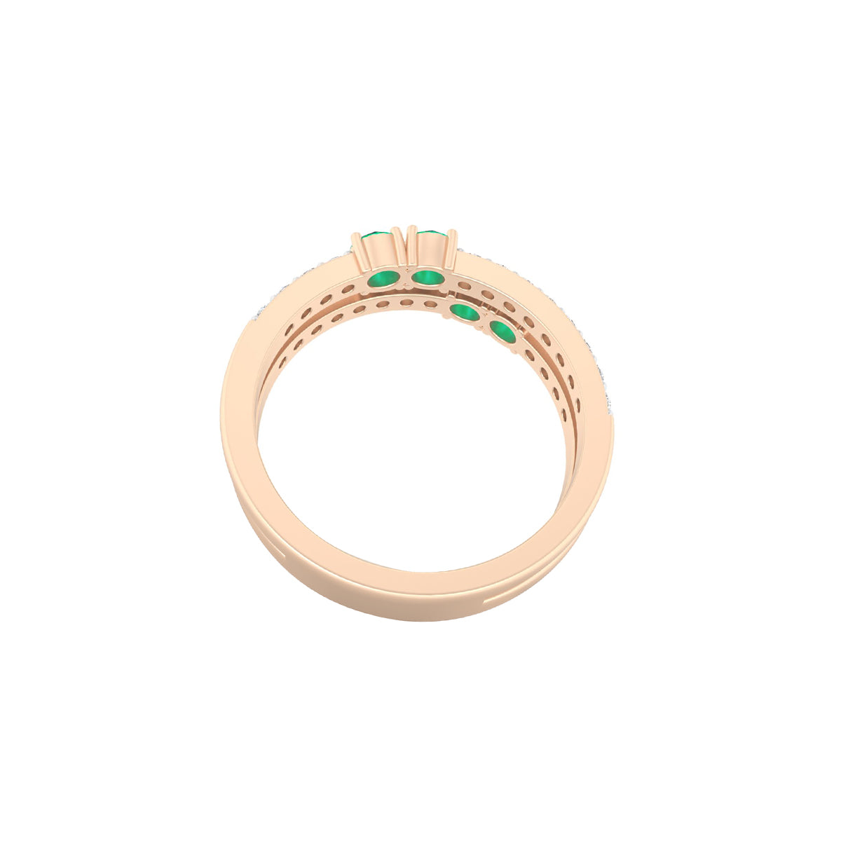 Zambian Emerald Ring with White Diamond in 18Kt Gold 0.86cts
