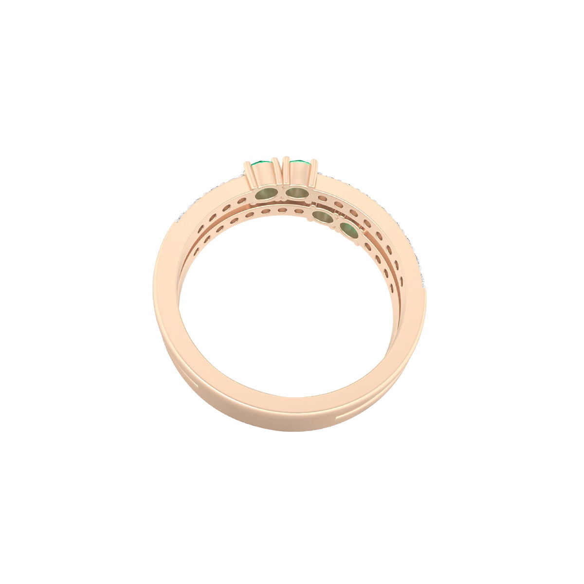 Zambian Emerald Ring with White Diamond in 18Kt Gold 0.86cts