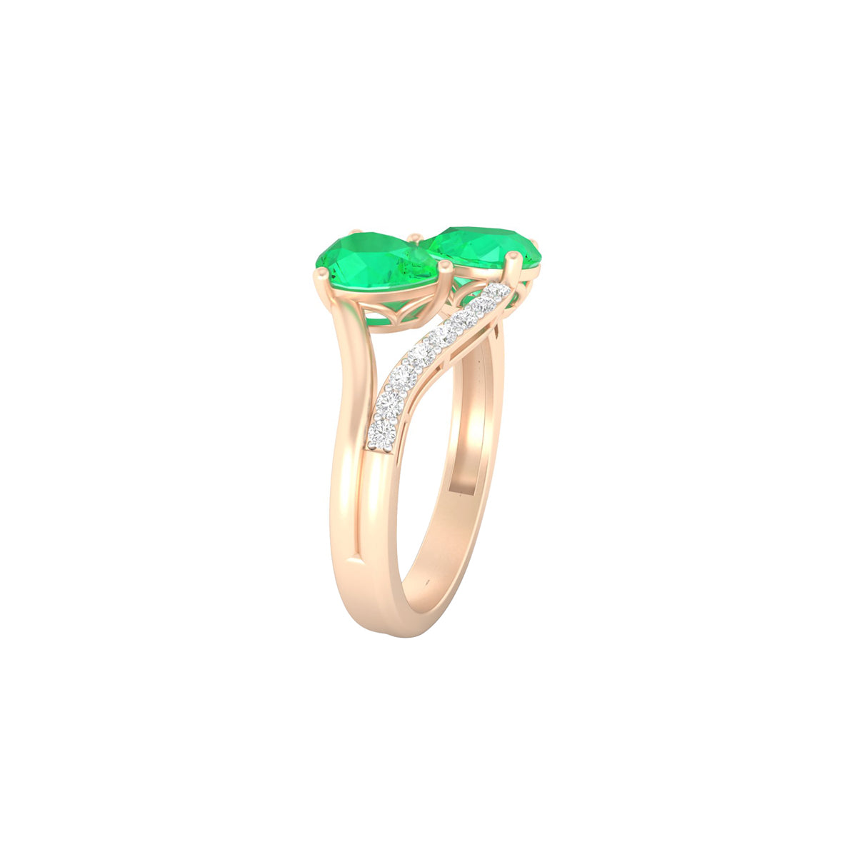 Zambian Emerald Ring with White Diamond in 18Kt Gold 1.18cts