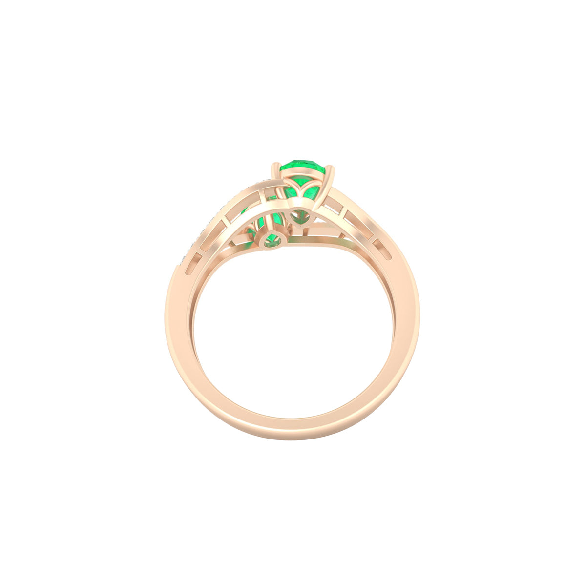Zambian Emerald Ring with White Diamond in 18Kt Gold 1.18cts