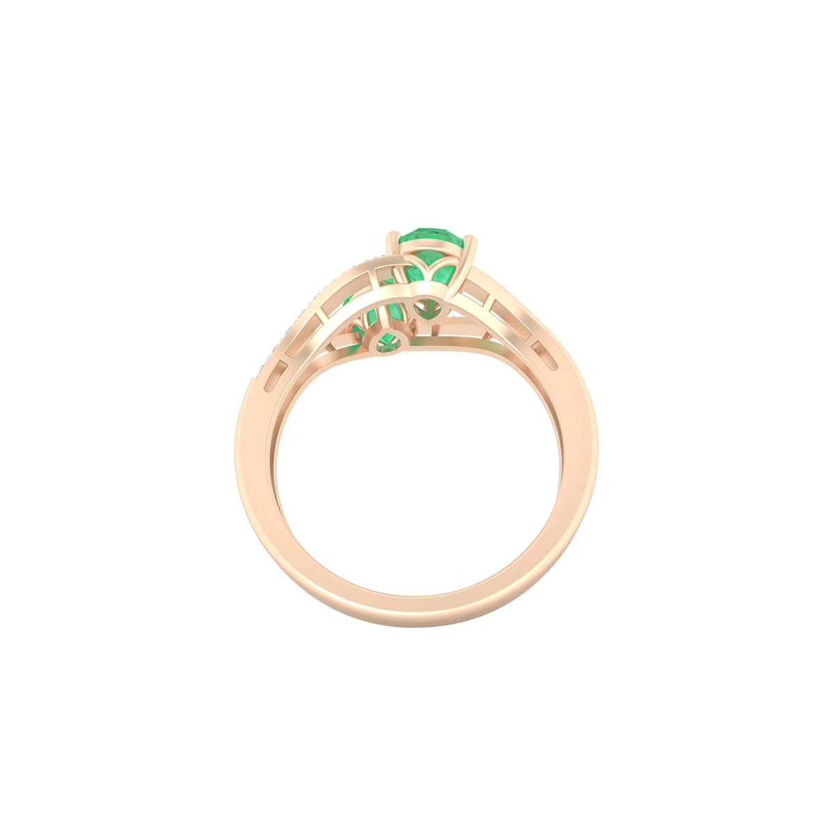 Zambian Emerald Ring with White Diamond in 18Kt Gold 1.18cts