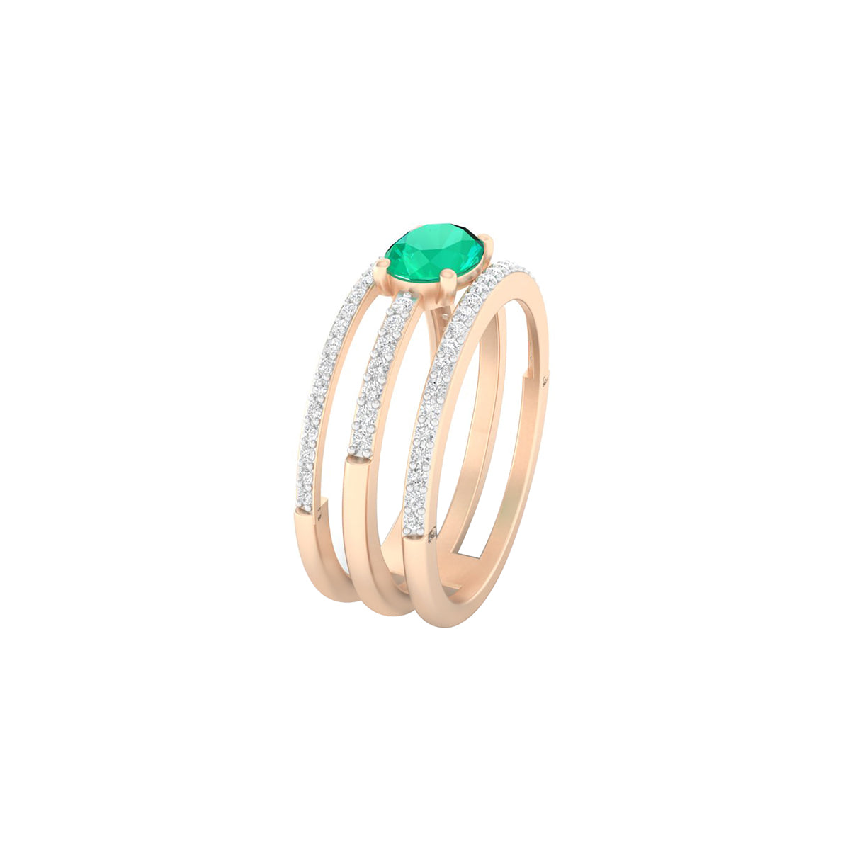 Zambian Emerald Ring with White Diamond in 18Kt Gold 1.13cts