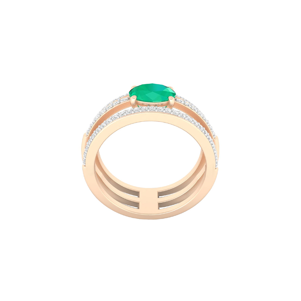 Zambian Emerald Ring with White Diamond in 18Kt Gold 1.13cts