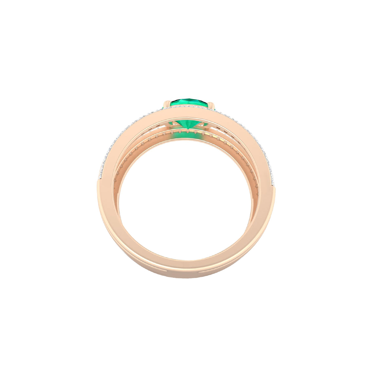 Zambian Emerald Ring with White Diamond in 18Kt Gold 1.13cts