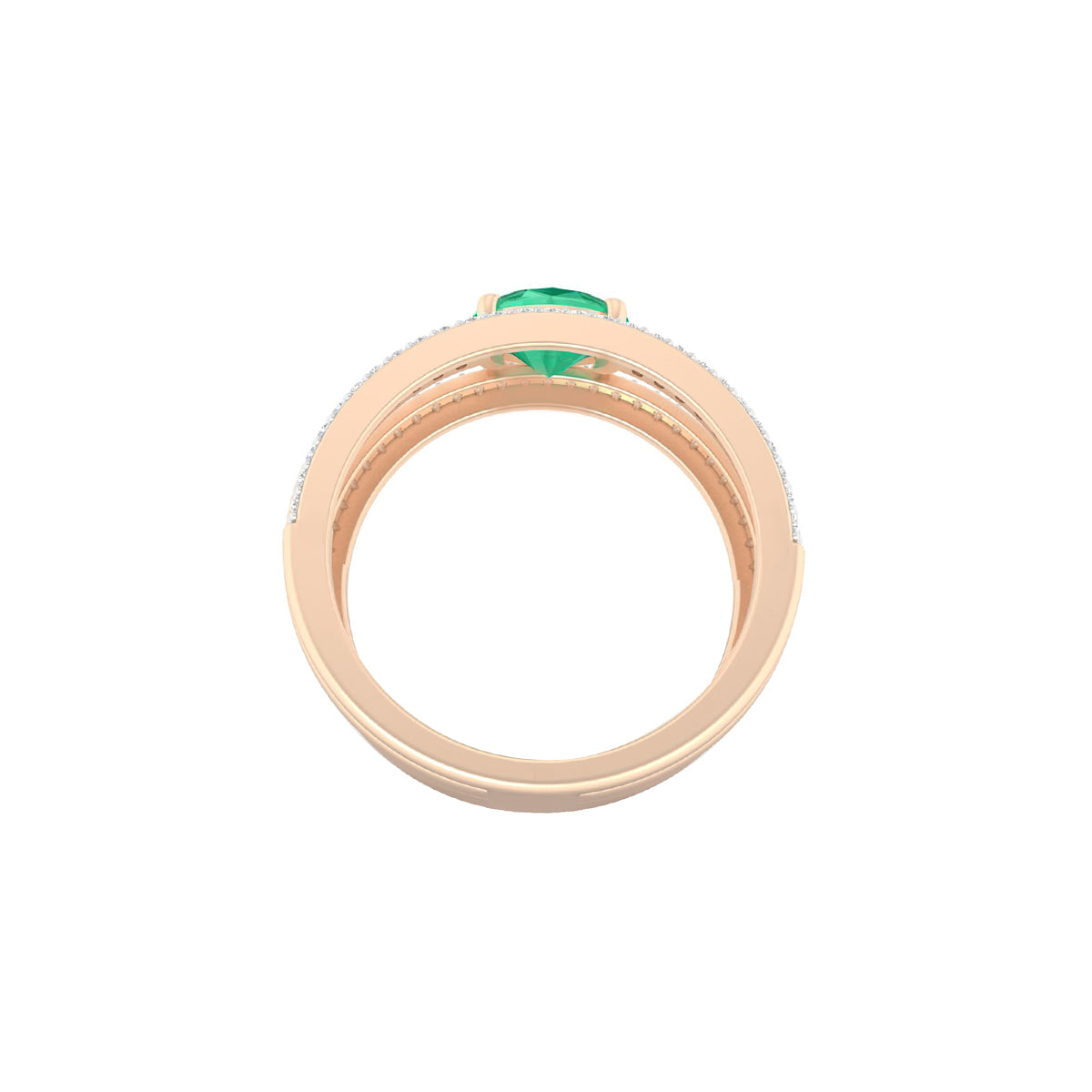 Zambian Emerald Ring with White Diamond in 18Kt Gold 1.13cts