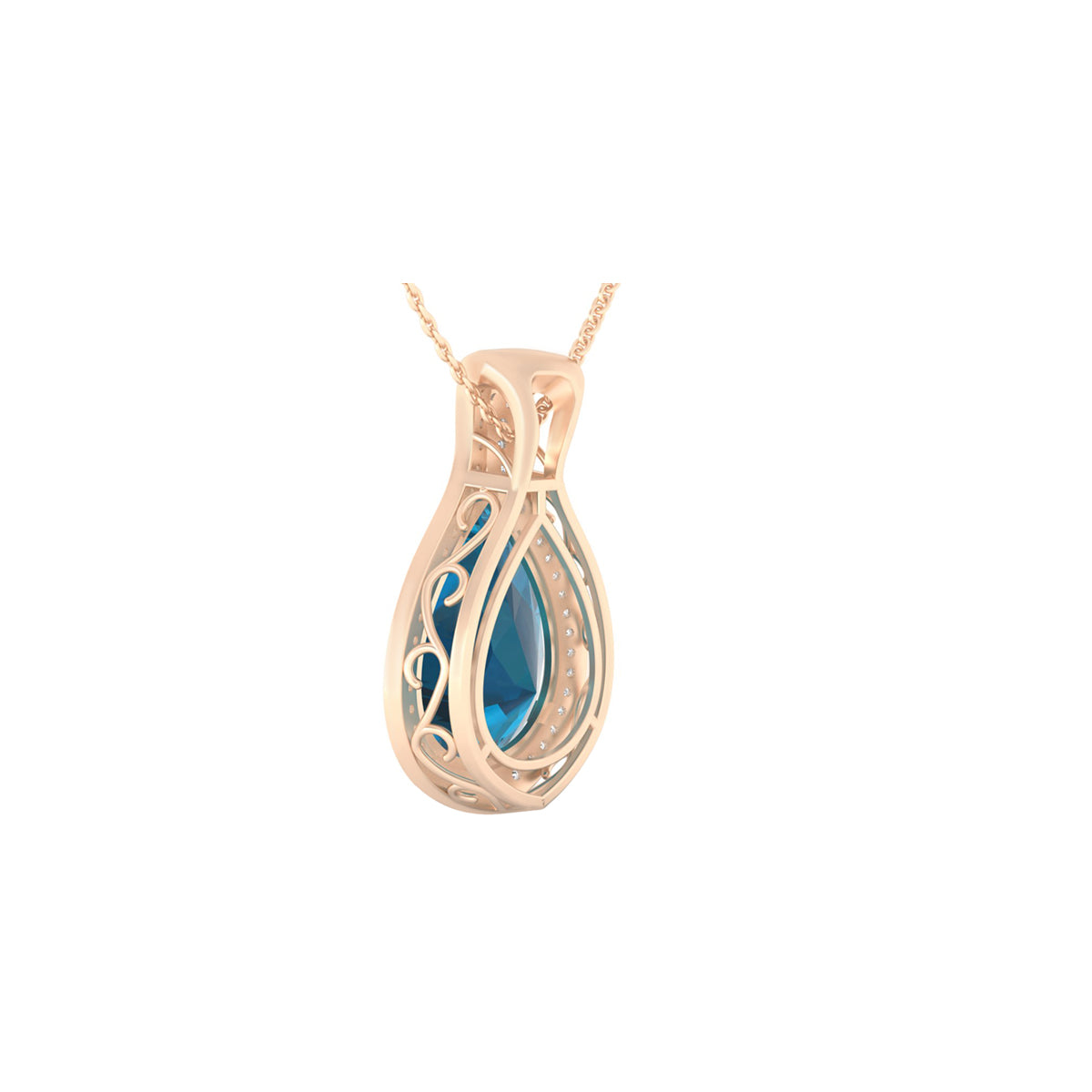 London Blue Topaz Pendant with White Diamond in 18Kt Gold 8.49cts