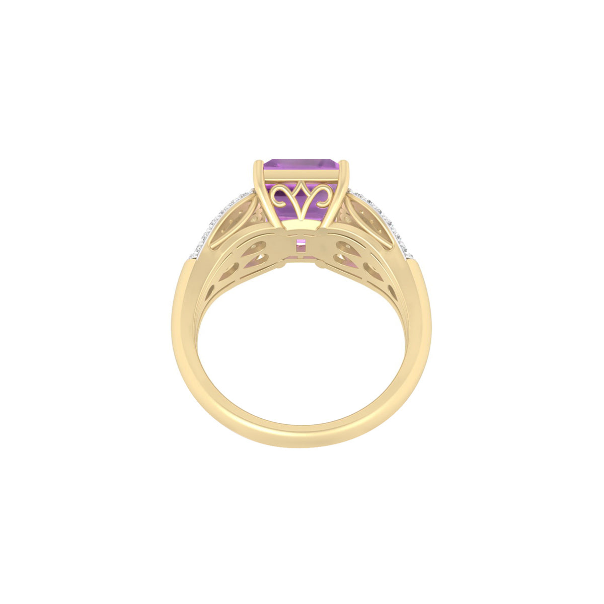 Pink Amethyst Ring with White Diamond in 18Kt Gold 3.92cts