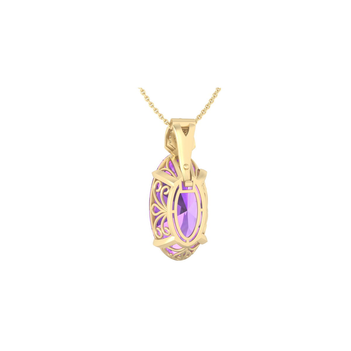Pink Amethyst Pendant with White Diamond in 18Kt Gold 12.83cts