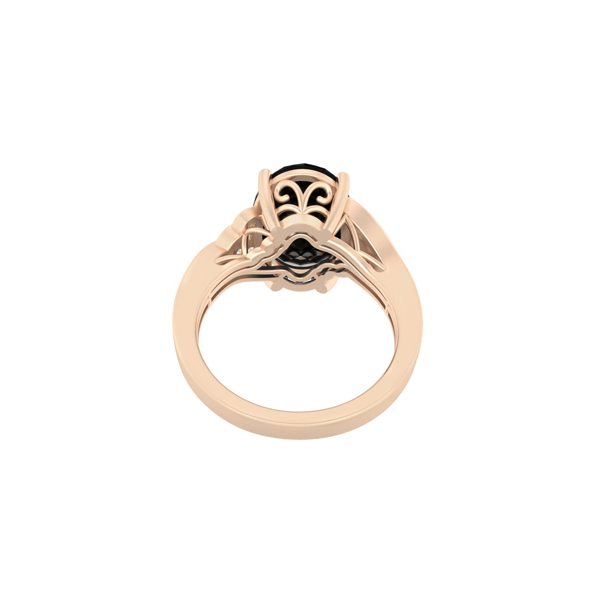 Black Spinel Ring with White Diamond in 14Kt Gold 8.19cts