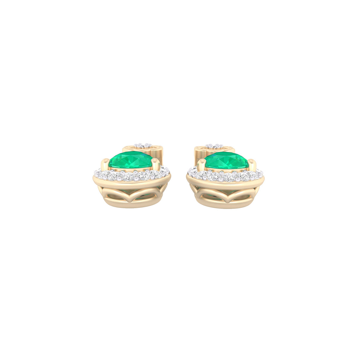 Zambian Emerald Drop Earrings with White Diamond in 18Kt Gold 0.85cts