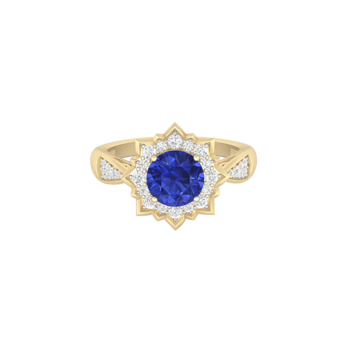 AA+ Tanzanite Ring with White Diamond in 18Kt Gold 1.81cts
