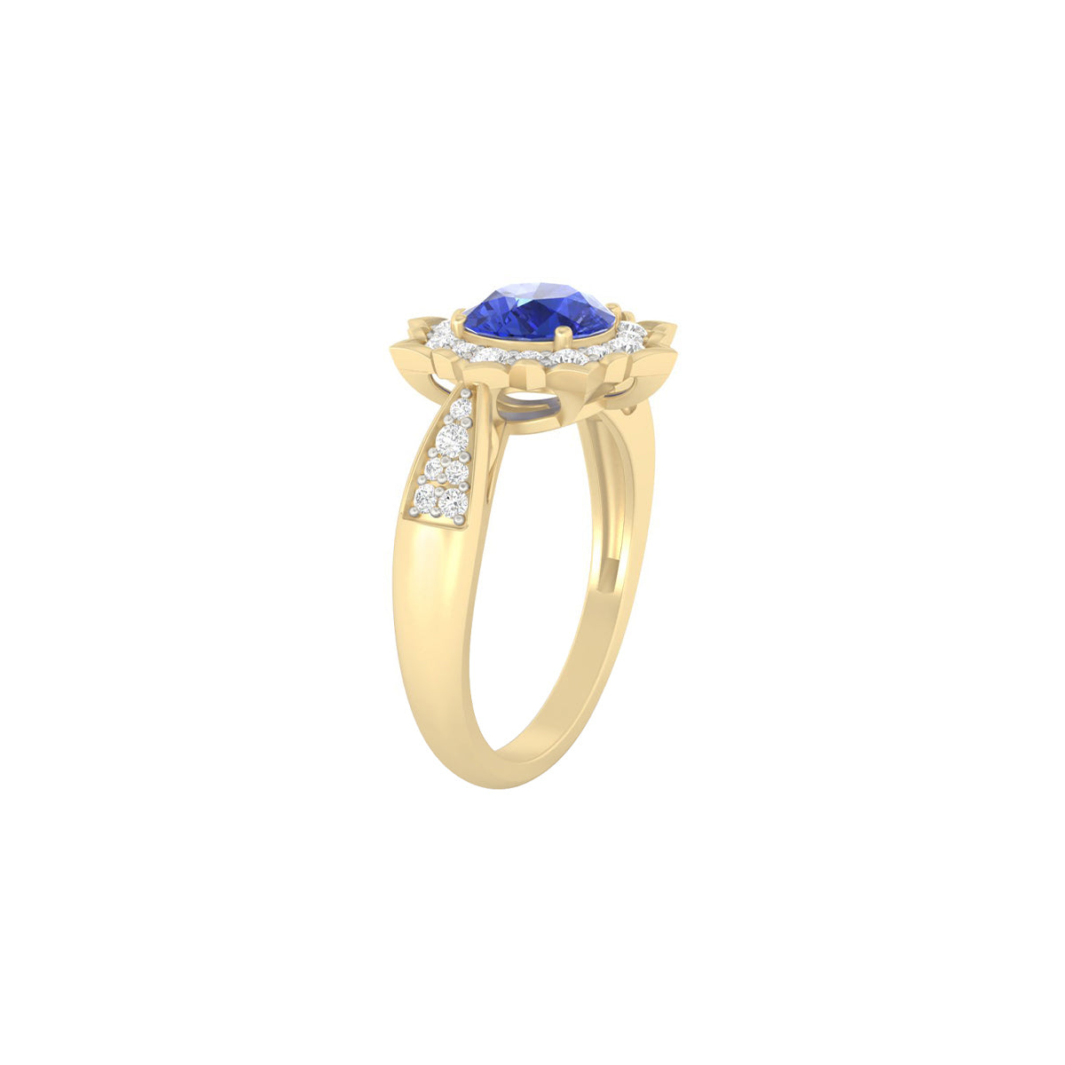 AA+ Tanzanite Ring with White Diamond in 18Kt Gold 1.81cts