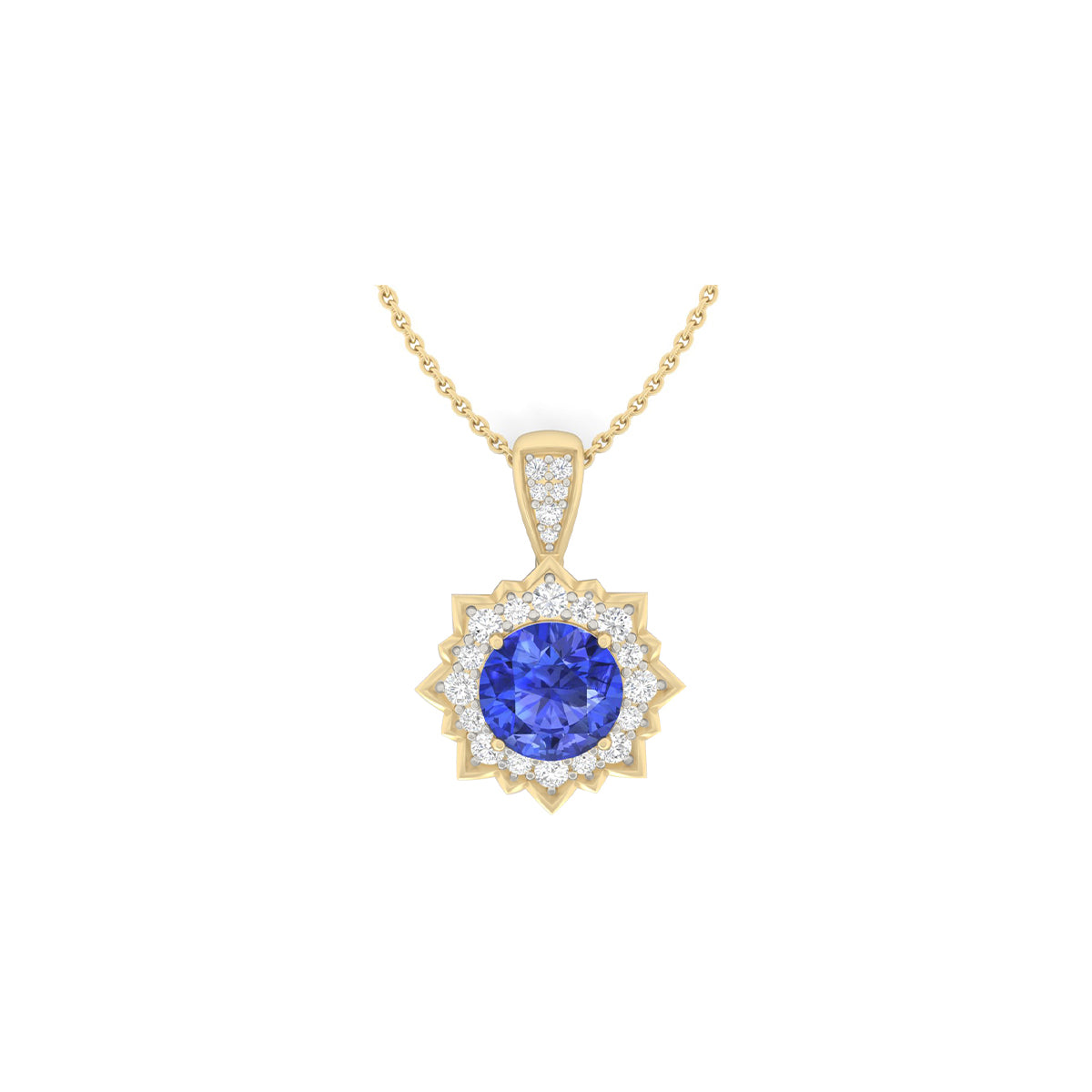 AA+ Tanzanite Pendant with White Diamond in 18Kt Gold 2.56cts