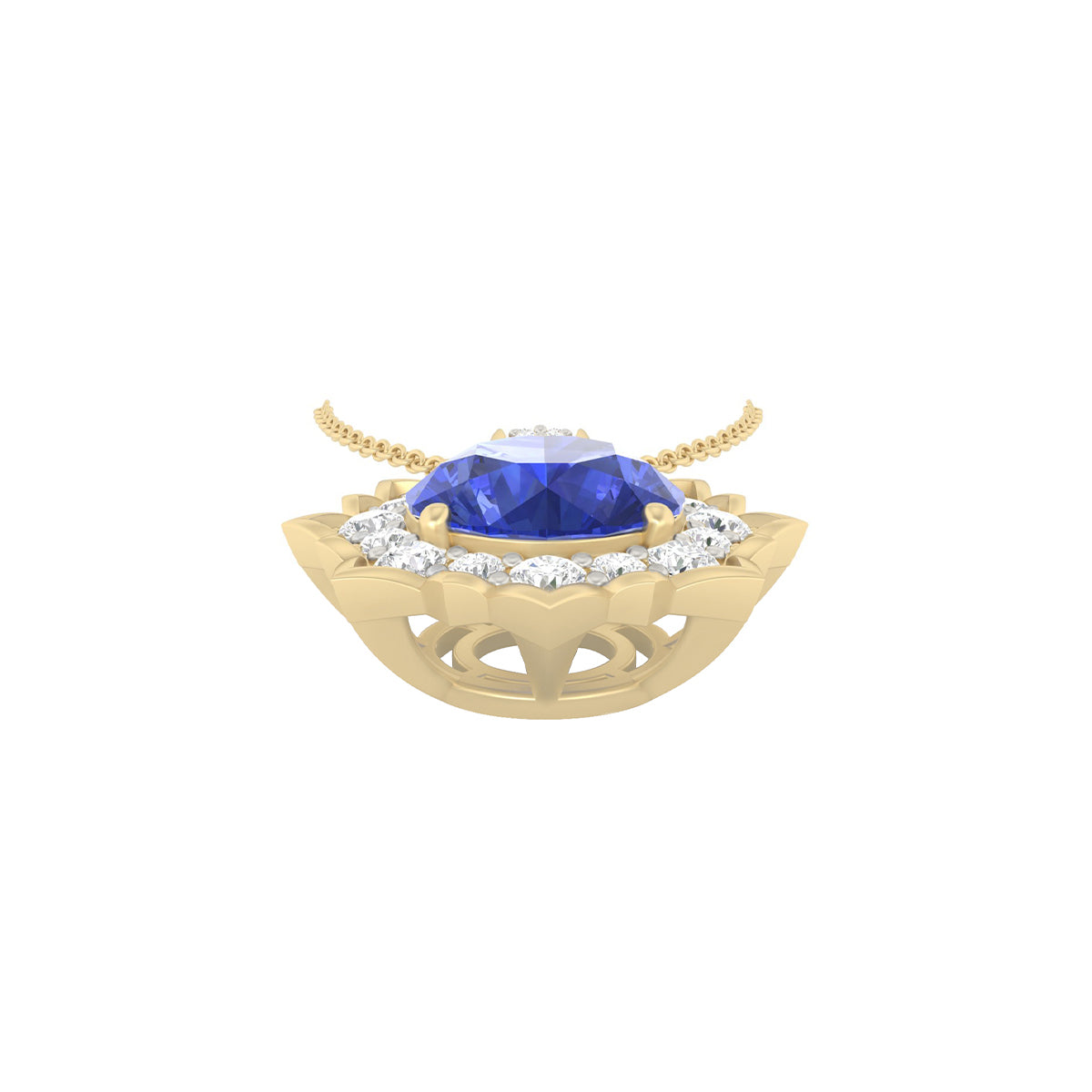 AA+ Tanzanite Pendant with White Diamond in 18Kt Gold 2.56cts