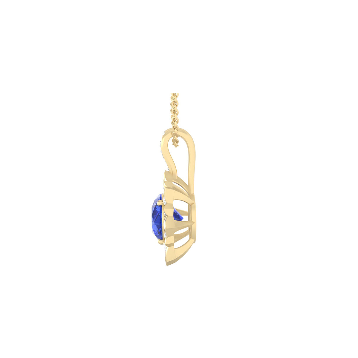 AA+ Tanzanite Pendant with White Diamond in 18Kt Gold 2.56cts