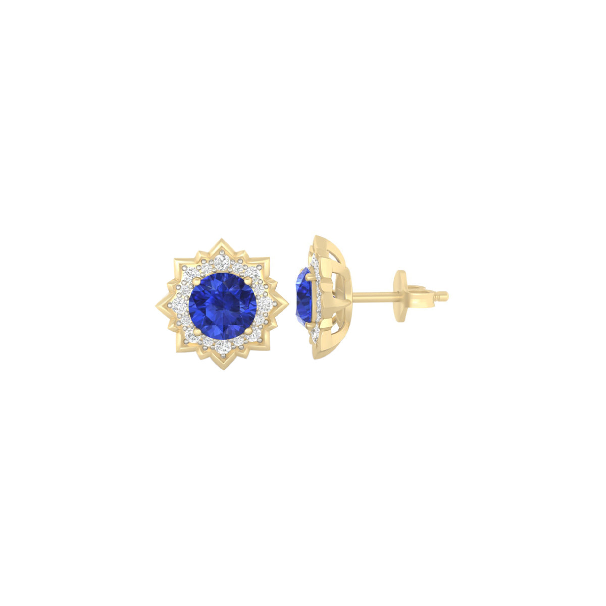 AA+ Tanzanite Stud Earrings with White Diamond in 18Kt Gold 2.20cts