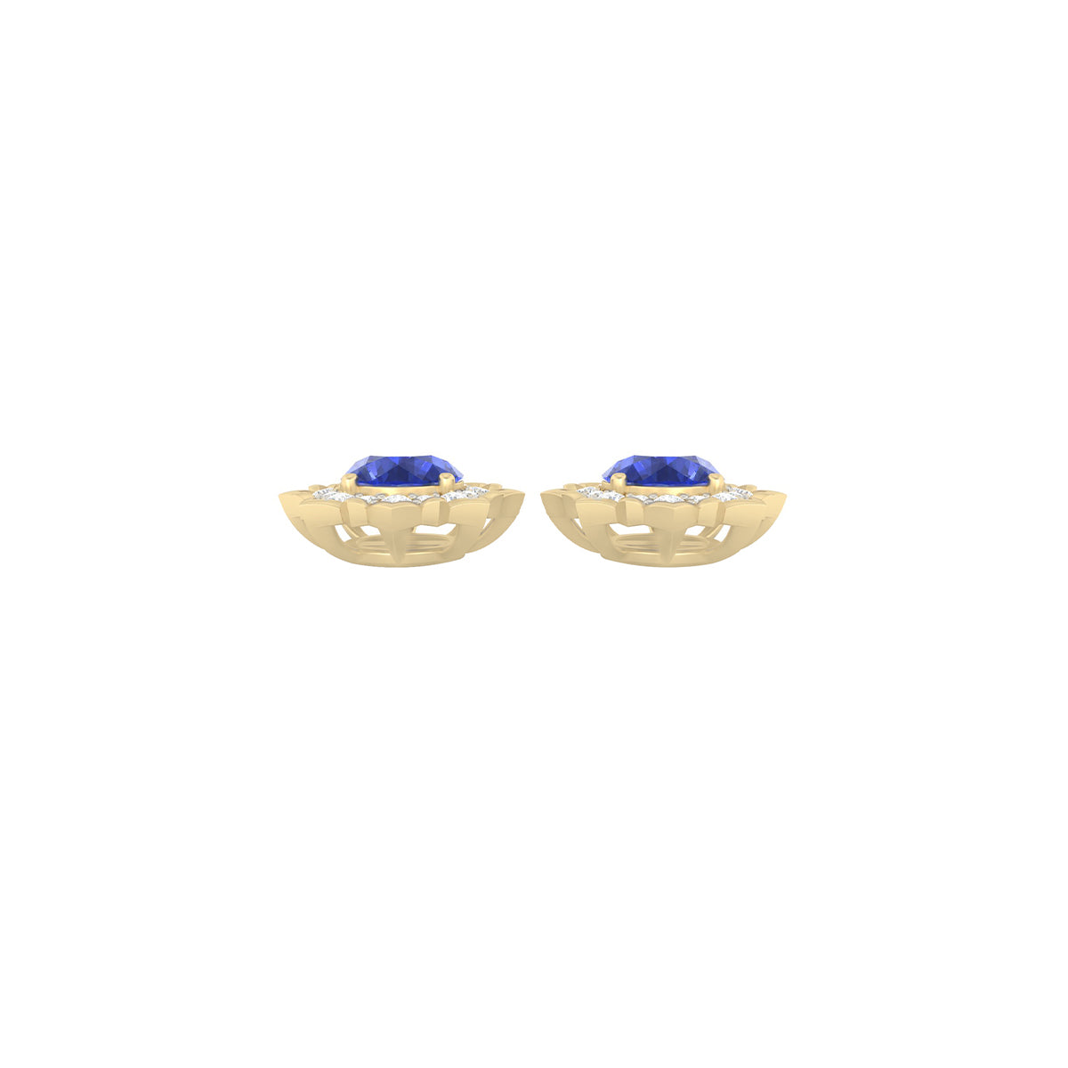 AA+ Tanzanite Stud Earrings with White Diamond in 18Kt Gold 2.20cts