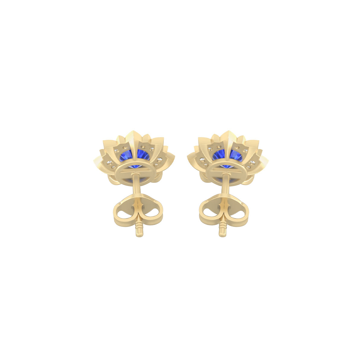 AA+ Tanzanite Stud Earrings with White Diamond in 18Kt Gold 2.20cts