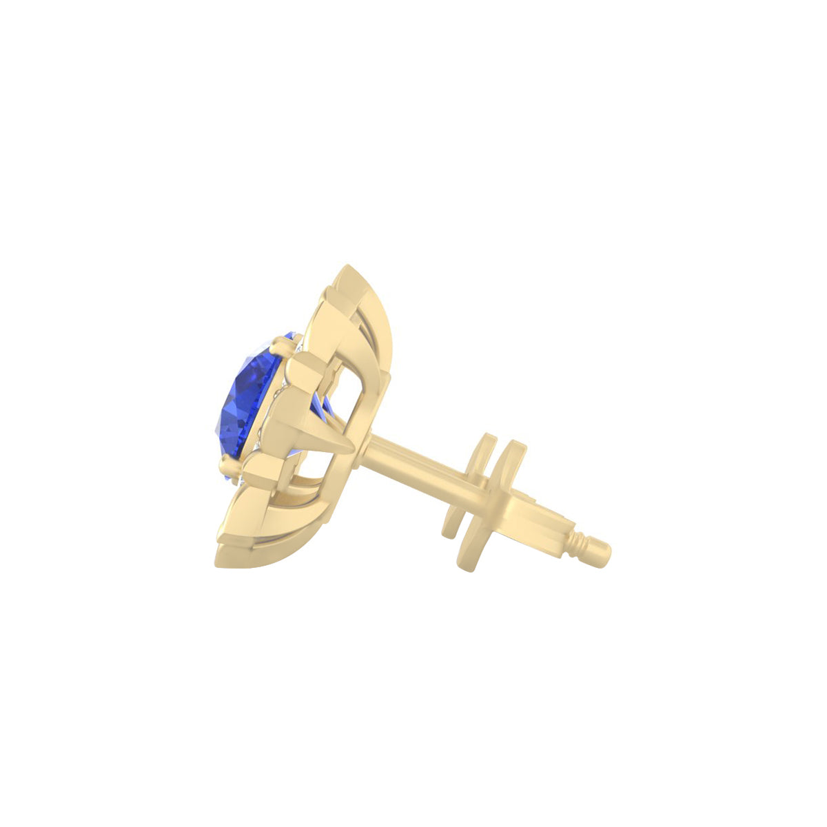 AA+ Tanzanite Stud Earrings with White Diamond in 18Kt Gold 2.20cts