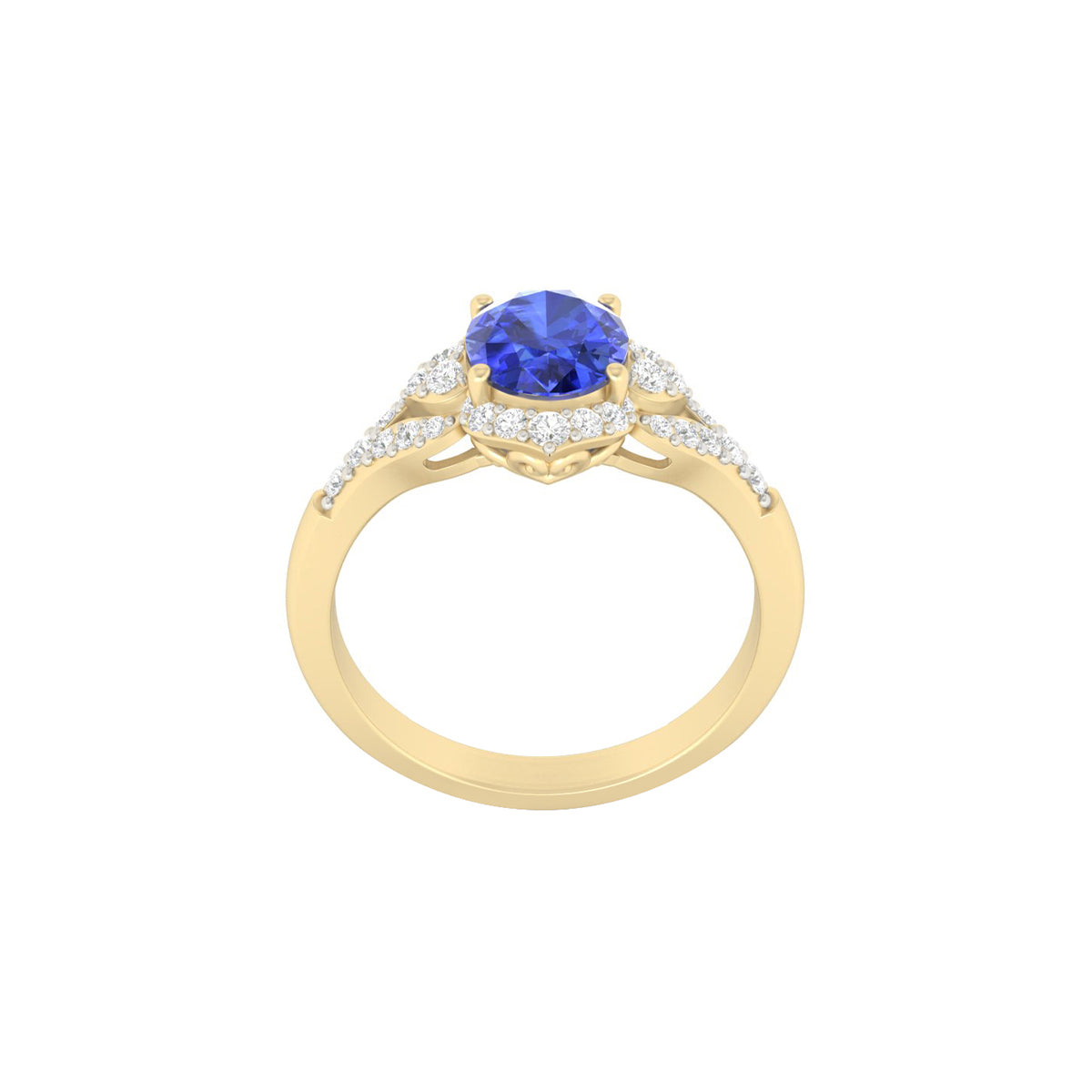 AA+ Tanzanite Ring with White Diamond in 18Kt Gold 1.69cts
