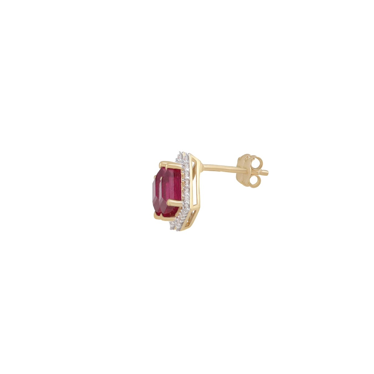 Ruby Earrings with White Diamond in 14KT Gold 1.55cts.