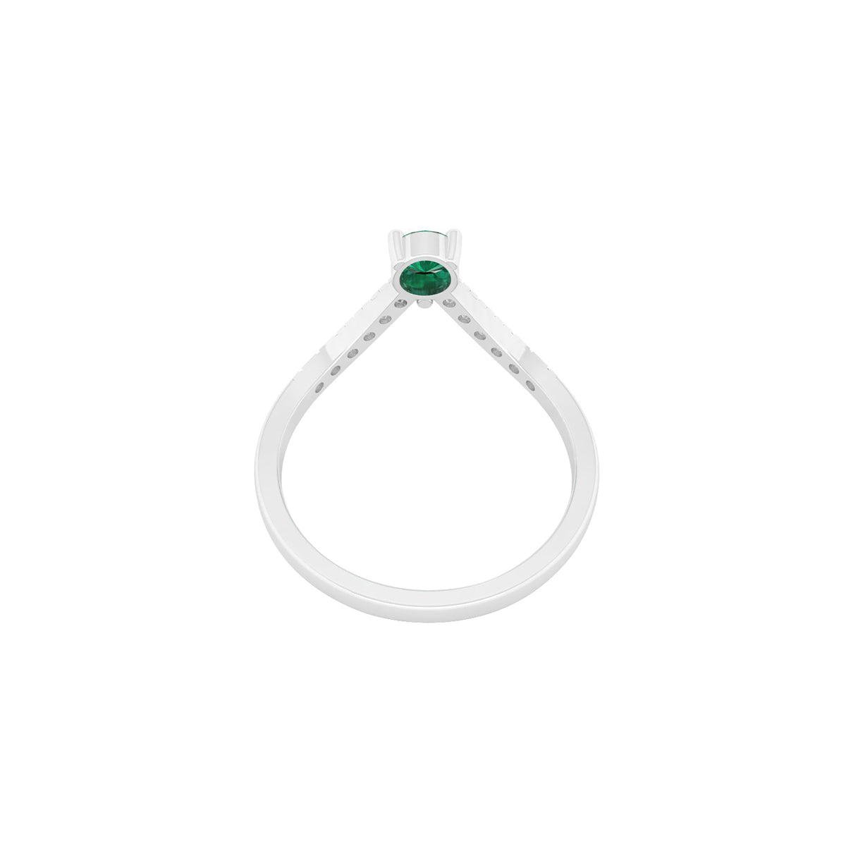 Emerald Ring with White Diamond in Platinum 950 0.43cts.