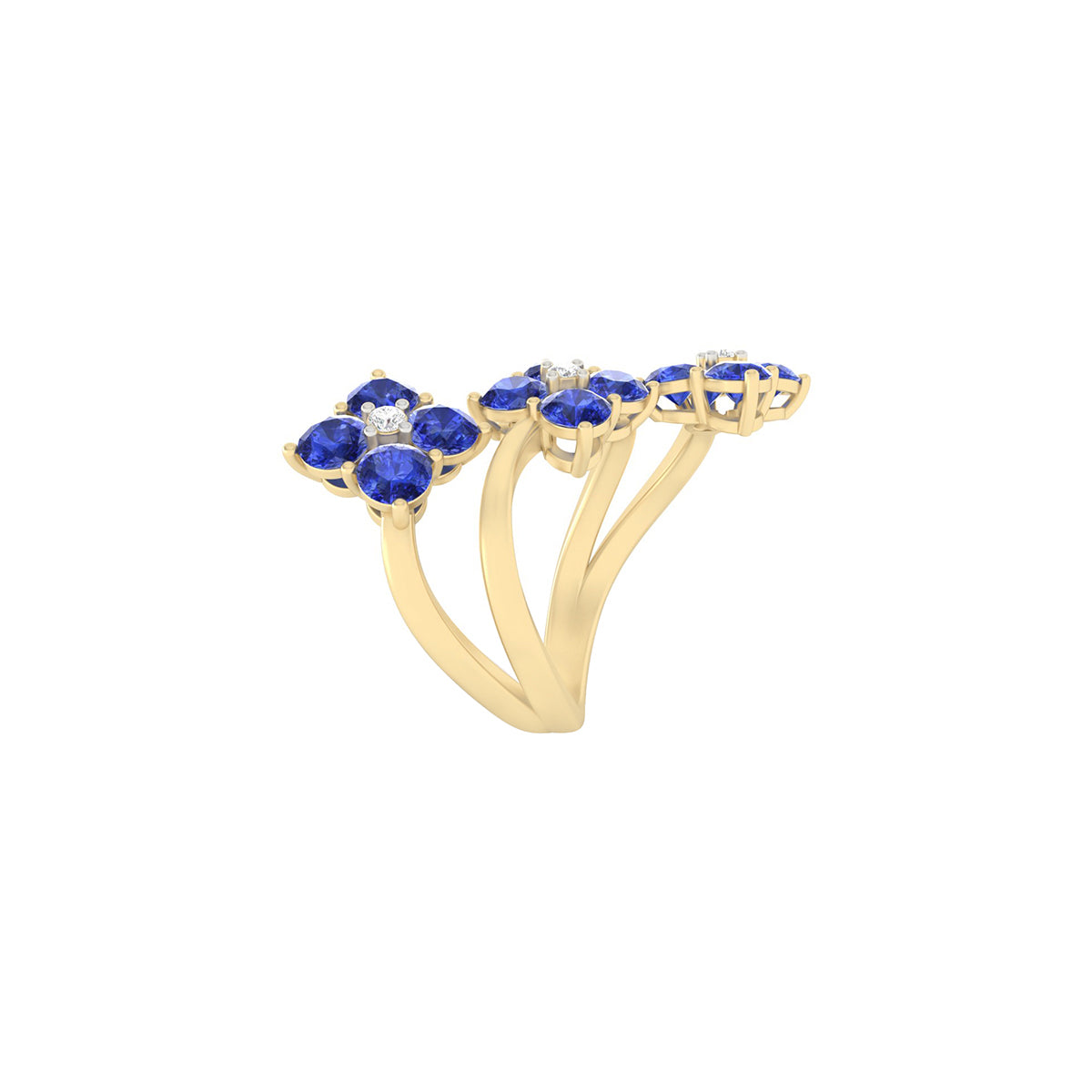 AA+ Tanzanite Ring with White Diamond in 18Kt Gold 4.43cts