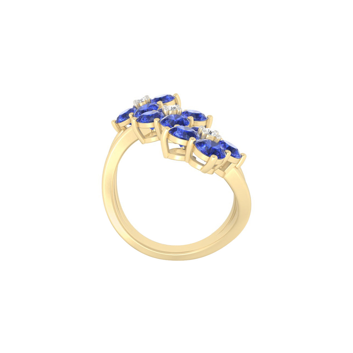 AA+ Tanzanite Ring with White Diamond in 18Kt Gold 4.43cts