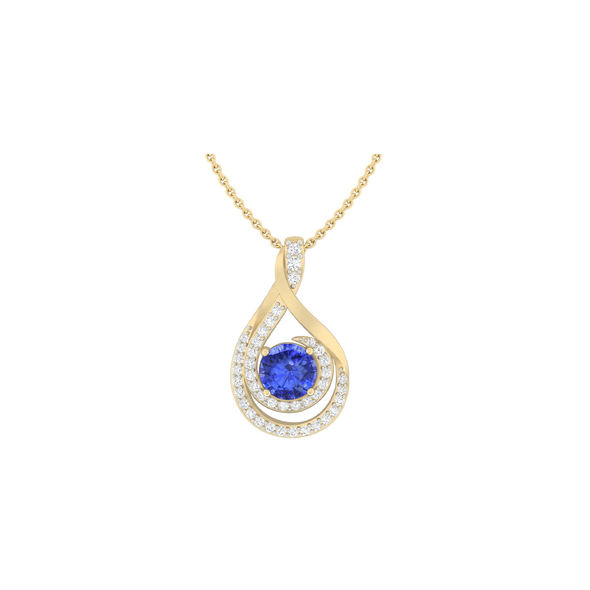 AA+ Tanzanite Pendant with White Diamond in 18Kt Gold 1.24cts